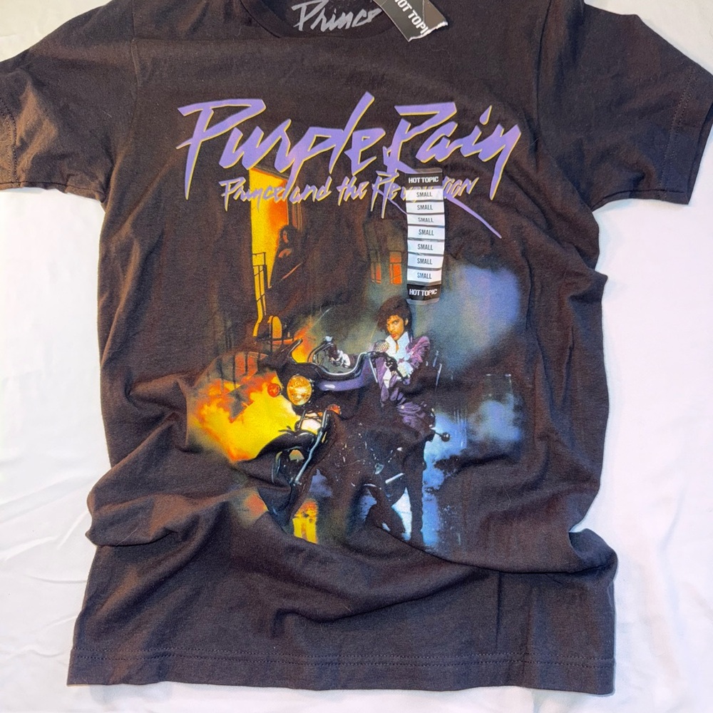 Prince Black Graphic Tee with Purple and Orange Accents